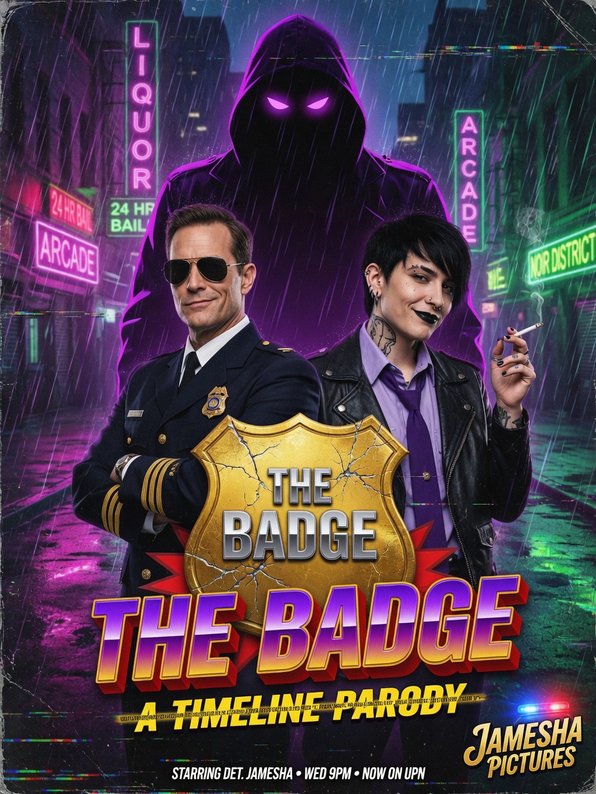 THE BADGE parody cop-show poster