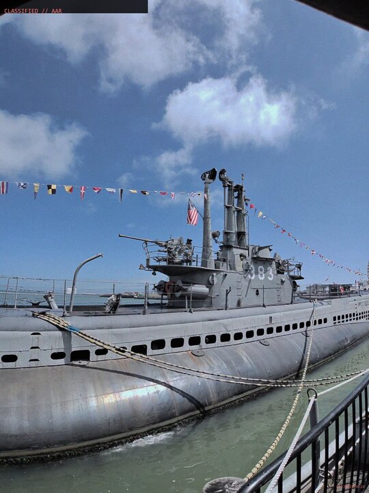 The submarine seen from the water