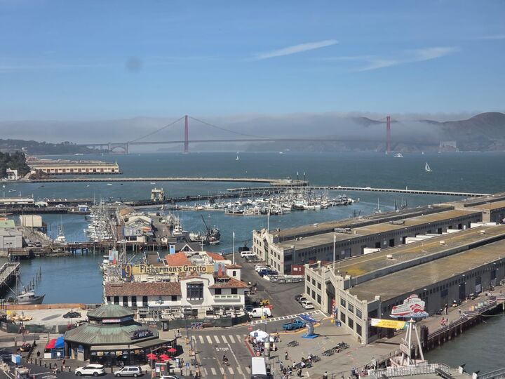 The Golden Gate bridge seen from a observation wheel
