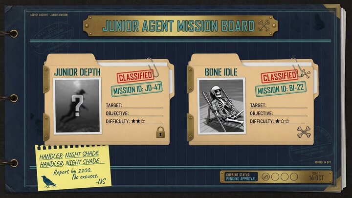 Junior Agent mission board graphic